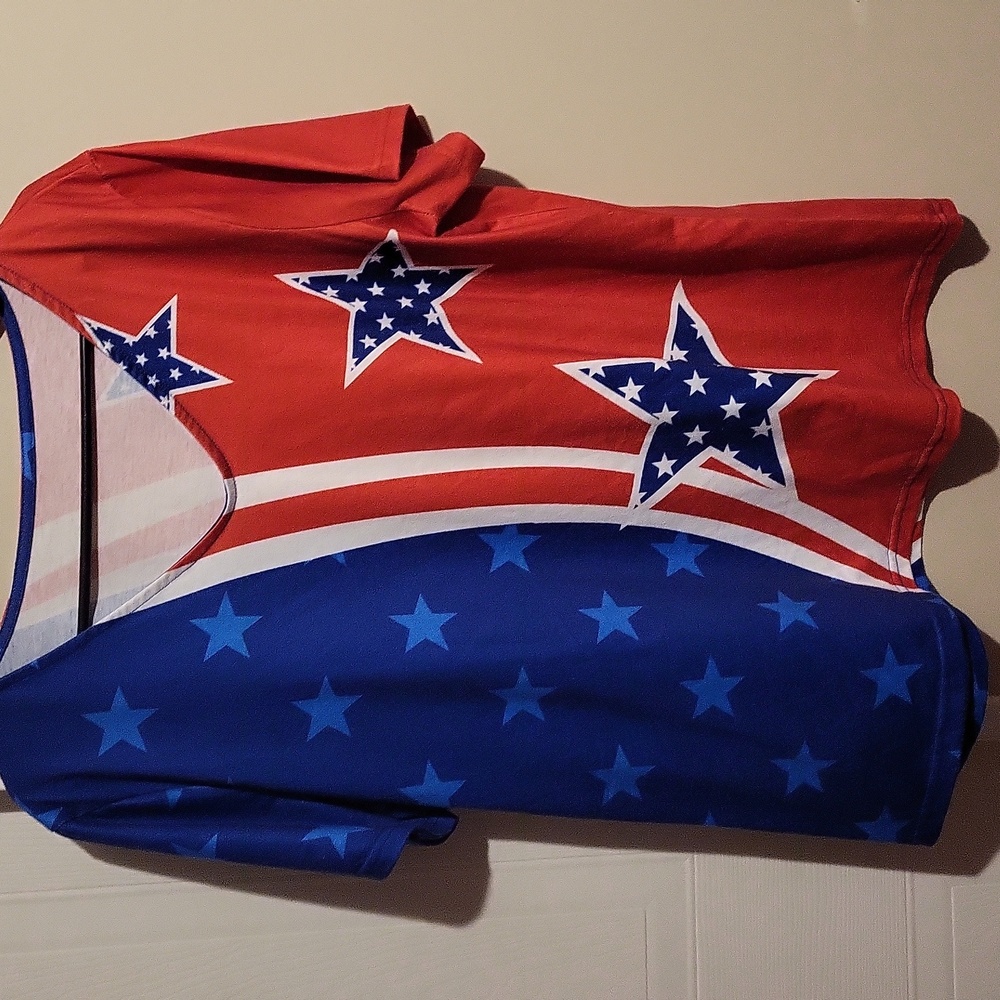 Source Unknown Red and Blue Star Blouse